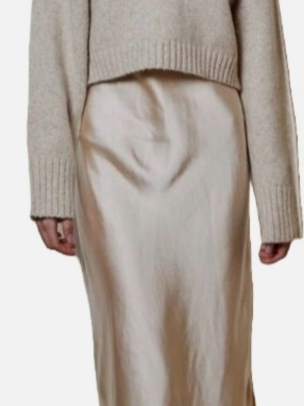 dh New York Women's Beige 2-Piece Sweater Wool Crewneck Combo Midi-Dress Size S